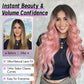 Eawwii Ombre Pink Wig for Women Long Wavy 4x1 Lace Natural Hairline Glueless for Beginners Middle Part Synthetic for Daily Party Use 26Inch
