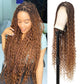 Olymei Boho knotless Braided Wigs for Women Boho Braid Wig Full Double Lace Front Bohemian Box Braid Wig with Baby Hair Premium Synthetic Braided Lace Front Wig 36" Mix Brown and Light Brown