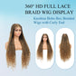 Olymei 360° HD Full Lace Front Knotless Braided Wigs for Black Women Boho Braided Wigs with Baby Hair Box Braid Wig Premium Synthetic Braid Lace Front Wig with Curly End Light Brown 36"