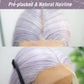 Fugady Long Light Purple Highlighted Glueless Straight Lace Front Wig Lavender 200 Density Pre Plucked Synthetic Heat Resistant Wig With Baby Hair Colorful Lace Wigs For Women Cosplay Party 26 inch