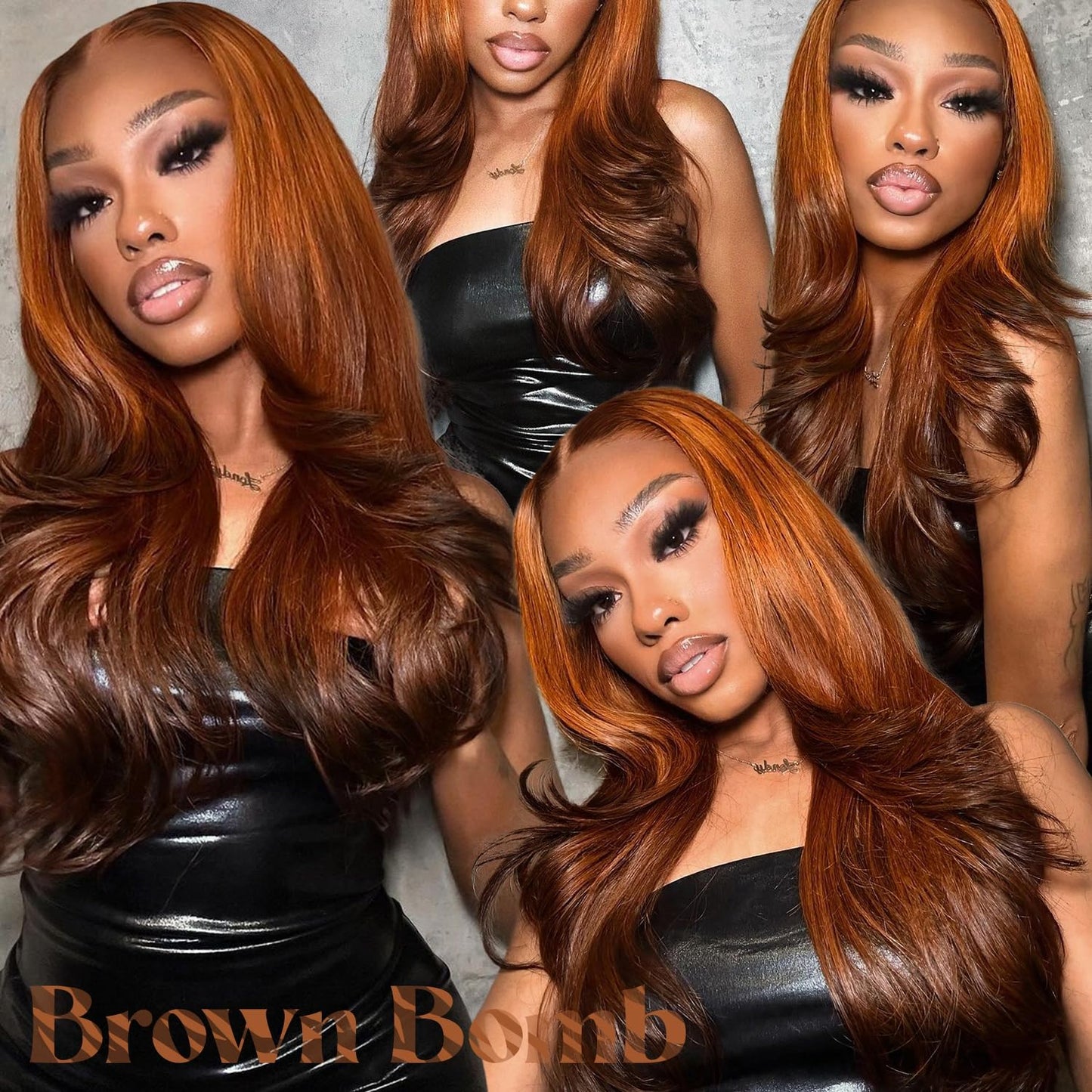 Brownbomb Ombre Orange Black Wear and Go Glueless Wigs Pre Plucked Pre Cut for Beginners Synthetic Lace Front Wigs With Bangs Long Straight layered Wigs HD Lace 26 Inch 3 Seconds to Wear for Beginners