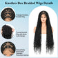 Olymei Boho Braided Wigs for Black Women Knotless Braided Wigs Box Braid Wig with Baby Hair Full Double Lace Black Boho Braided Wig Premium Synthetic Lace Braided Wig,36" Double Lace
