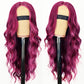 AISI HAIR Burgundy Mixed Rose Red Wig for Women, Long Wavy Lace Hairline Middle Part Synthetic Heat Resistant Wig for Daily Party-26 Inch
