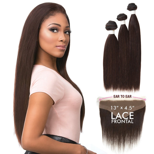 Sensationnel Virgin Remy Human Hair Weave Bare&Natural Straight+13"x4.5"Closure(NATURAL) (12"+14"+16")
