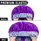 2Pcs Bonnets for Black Women Braid Bonnet, Large Long Satin Silk Bonnet for Braids,Black Women Braid Bonnet with Stretchy Tie Band for Sleeping Extra Long (Purple & Pink Pattern)