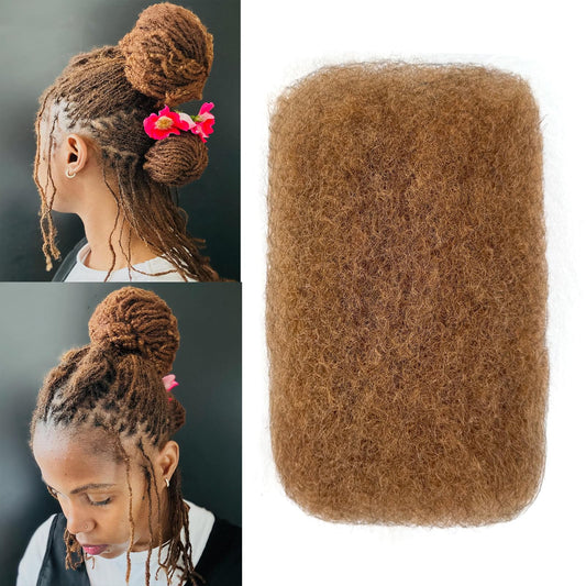 Afro Kinkys Bulk Human Hair for Braiding 18 Inch Afro Kinky-curly Human Hair Bulk for Twist Braids Color 30 Loght Brown Quality Kinkycurly Bundles for Mini Twists or Micro Locs Extensions