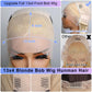 RMOARIWR 613 Blonde Bob Wig Human Hair 180% Density 13x4 HD Transparent Lace Front Wigs Human Hair Pre Plucked Short 613 Blonde Bob Glueless Straight Wigs Human Hair for Women 14 Inch