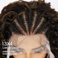 Fancy Hair Cornrow with Curly Hair Wig HD Lace Front Braided Wig with Baby Hair Pre Plucked Glueless Transparent 13x4 Inch Lace Frontal Wig for Black Women (2#/27#)