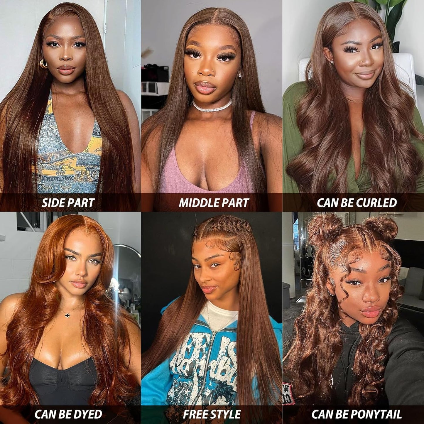 Cypha Chocolate Brown Lace Front Wigs Human Hair Pre Plucked 13x6 Straight Lace Front Wigs Human Hair 180% Density