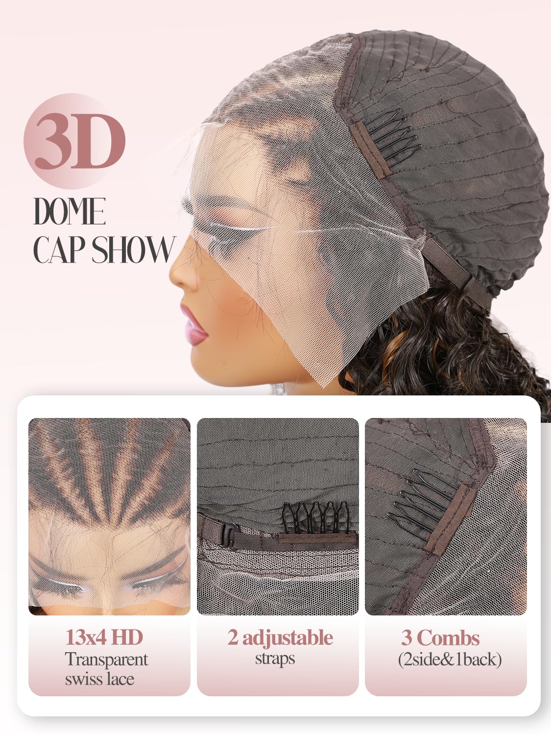 Quantum Love Braided Wigs for Black Women Braids Cornrows Lace Curly Wigs 16 Inch Fully Lace Frontal Braided Curly Bob Mix Brown Synthetic Glueless Wigs
