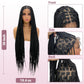 Janyuwool 36" Full Lace Knotless Braided Wigs Lace Frontal Box Braided Wigs for Black Women Human Hair Blended Full Double Lace Braid Wig with Baby Hair Braids Lace Front Wig for Women (Black)