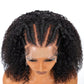 SUPERNOVA Curly Human Hair Wig 13x4 Lace Front Wigs Human Hair Half-Cornrows Half-Deep Curly Wig Pre Plucked Pre Styled Braid Wigs For Black Women 200 Density 16 Inch