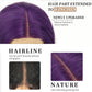 AISI HAIR Dark Purple Wig for Women, Long Wavy Lace Hairline Middle Part Synthetic Heat Resistant Wig for Daily Party-26 Inch
