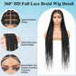 Olymei 360° HD Full Lace Large Square Knotless Braided Wigs for Women Box Braid Wig with Baby Hair Long Black Premium Synthetic Braided Lace Front Wigs 36"