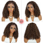Fancy Hair Braided Wig Cornrow with Curly Hair Wig HD Lace Front Wig with Baby Hair Pre Plucked Glueless Transparent 13x4 Inch Brown Mixed Blonde Wig for Black Women