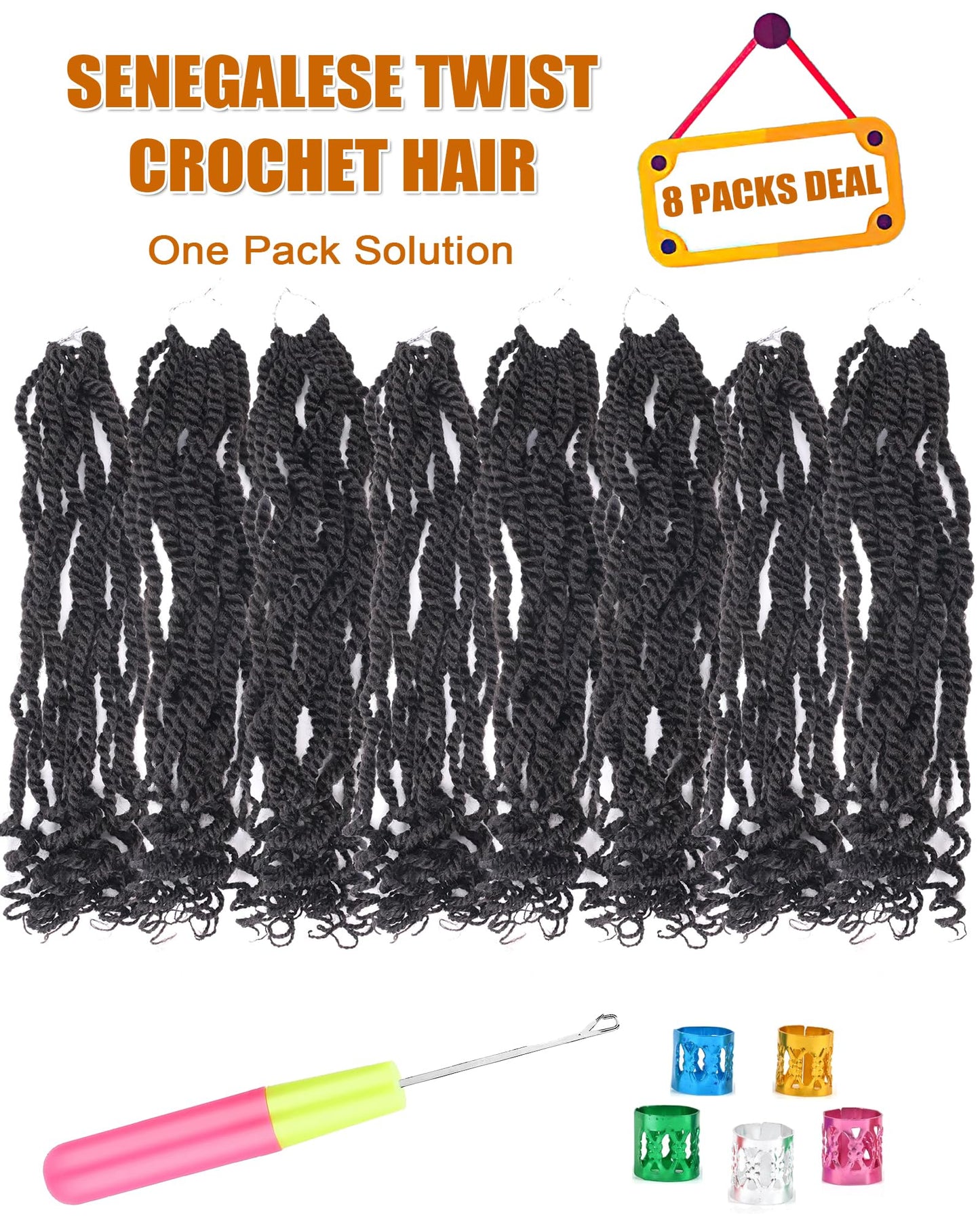 Short Crochet Hair Senegalese Twist Crochet Hair Color 2 Pre Looped 12 Inch Crochet Hair for Black Women Wavy Crochet Senegalese Twist Hair Pre Looped (12 Inch,2)