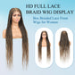 Olymei 360° HD Full Lace Large Square Knotless Braided Wigs for Women Box Braid Wig with Baby Hair Long Light Brown Premium Synthetic Braided Lace Front Wigs 36"