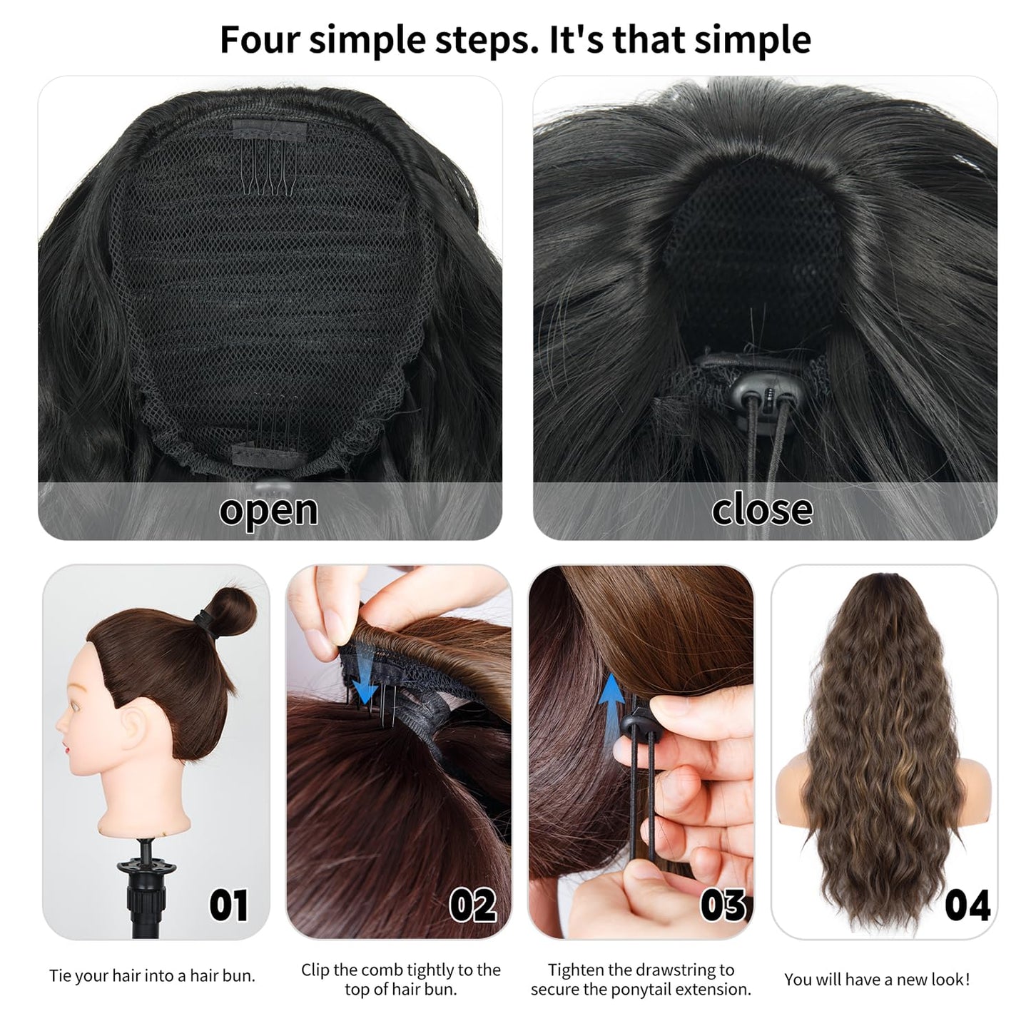 Ponytail Extension for Women, 26 inch Hair Extensions Ponytail, Long Drawstring Ponytail Extension, Soft Synthetic Pony Tails Hair Extensions (Color: Orange Brown)