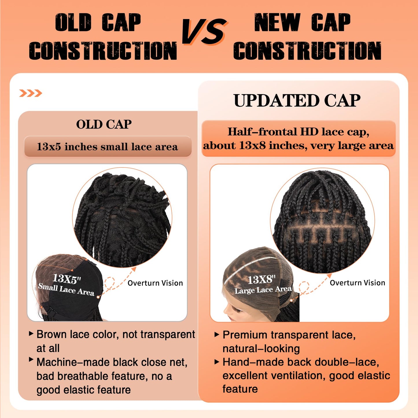 Brinbea 13x8'' HD Lace Front Braided Wigs for Women Knotless Boho Braided Wigs with Baby Hair Black Box Braid Wig Long Premium Synthetic Braided Lace Front Wigs 36 Inch