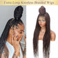Alebery 36" Full Lace Knotless Box Braided Wigs for Black Women Knotless Box Braids Lace Front Wig with Baby Hair Lightweight Synthetic Lace Frontal Dark Brown Cornrow Twisted Braided Wigs (1B/30)