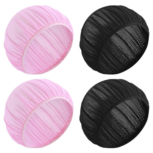 Dimeho 4 Pcs Mesh Sleep Bonnets Night Sleep Cap Hair Net for Sleeping Wig Cap Sleep Caps for Women(Pink/Black