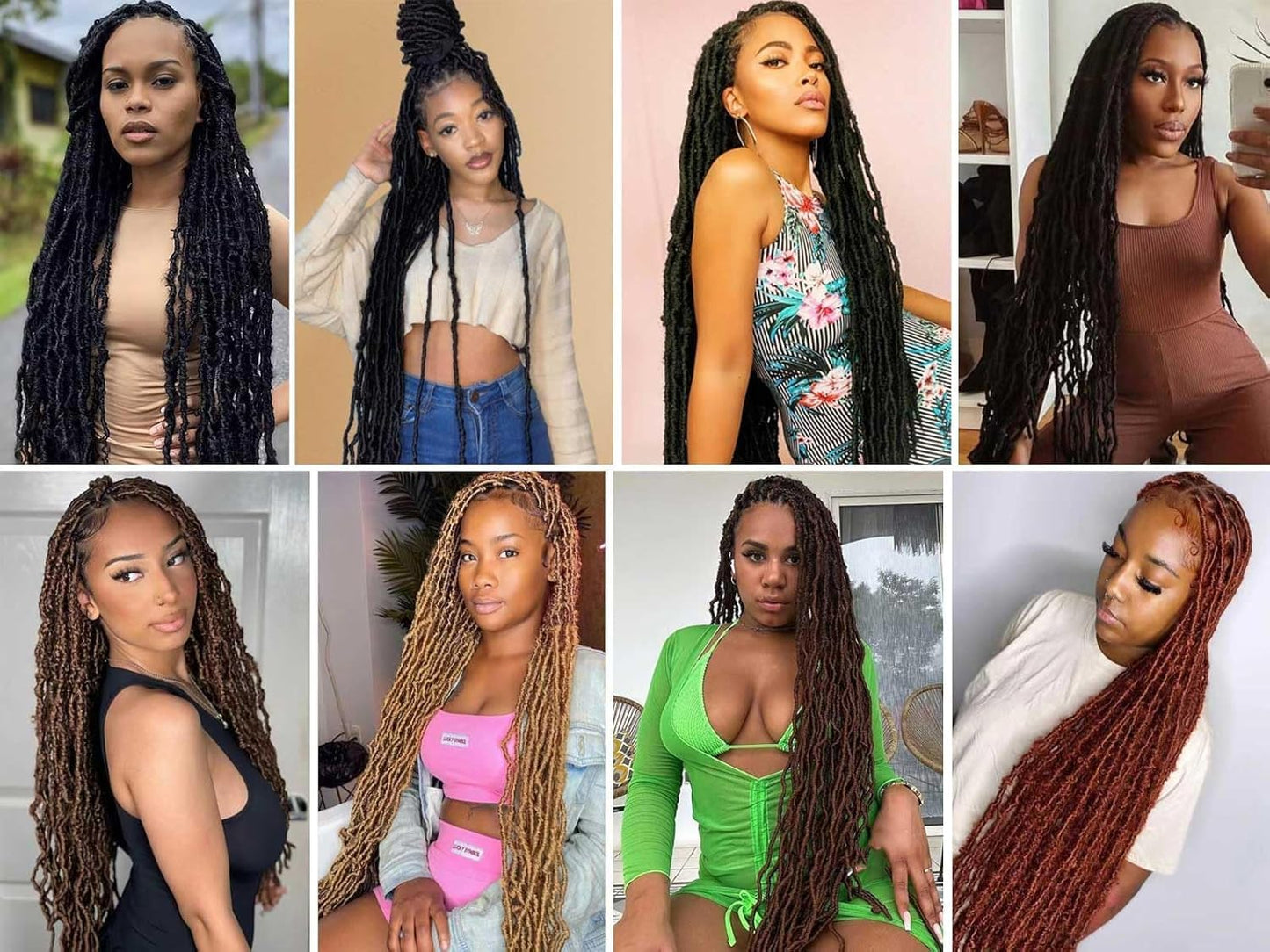 6 Packs Soft Locs Crochet Hair Pre Looped Faux Locs Crochet Braids Goddess Locs Dreadlocs Synthetic Hair For Black Women (1B, 30 Inch (Pack of 7))