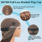 Olymei 360° Hd Full Lace Braided Wigs for Women Triangle Knotless Braided Wigs with Curly End with Baby Hair Box Braid Wig Premium Synthetic Braid Lace Front Wig Brown 36"
