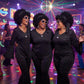 Jexine 70s Disco Outfit Women Sequin Sparkly Costume Black M