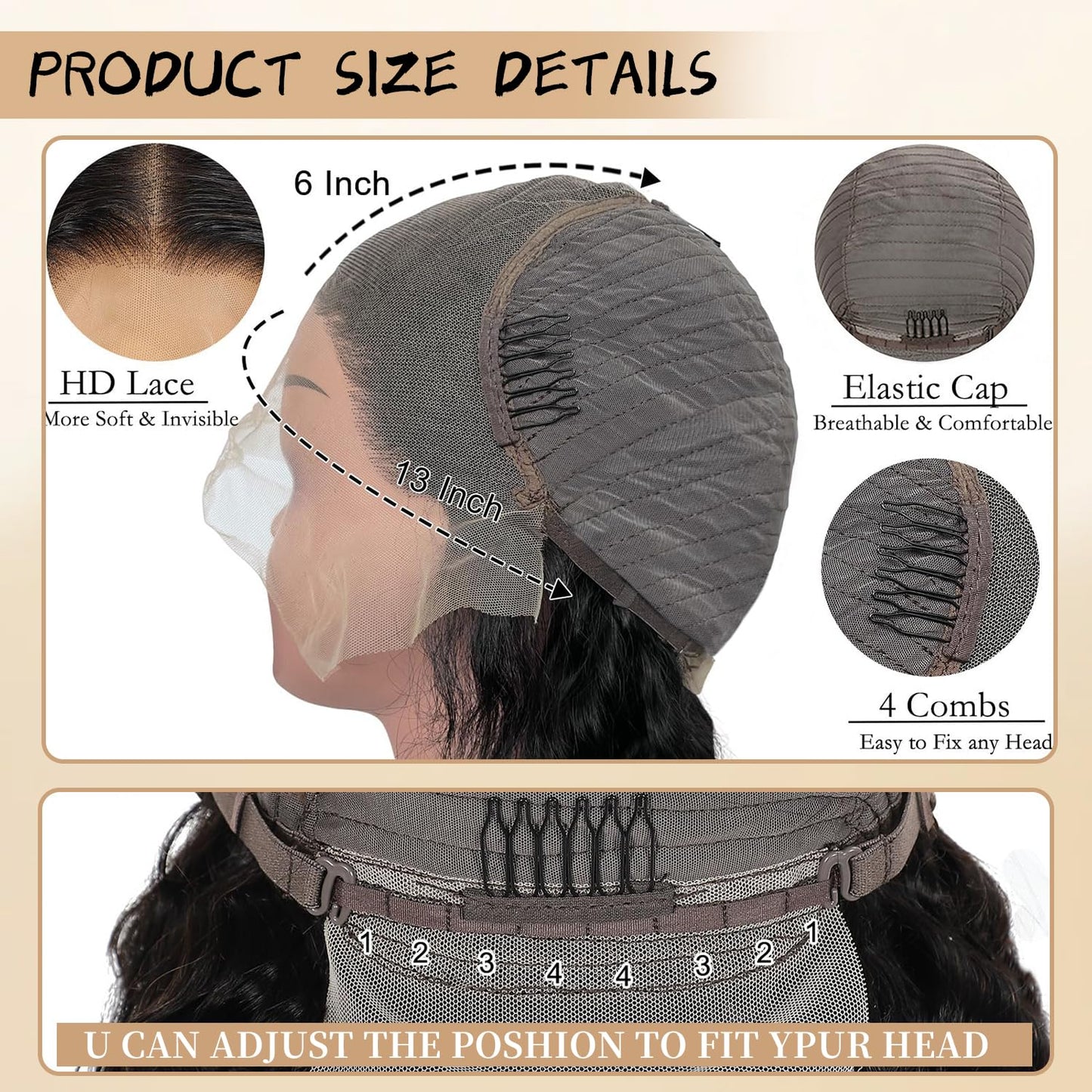 Gearina 22inch Deep Wave Lace Front Wigs Human Hair 200 Density 13x6 HD Transparent Lace Front Wigs for Women Deep Curly Lace Frontal Pre Plucked Wig Human Hair Glueless Wigs Natural Black