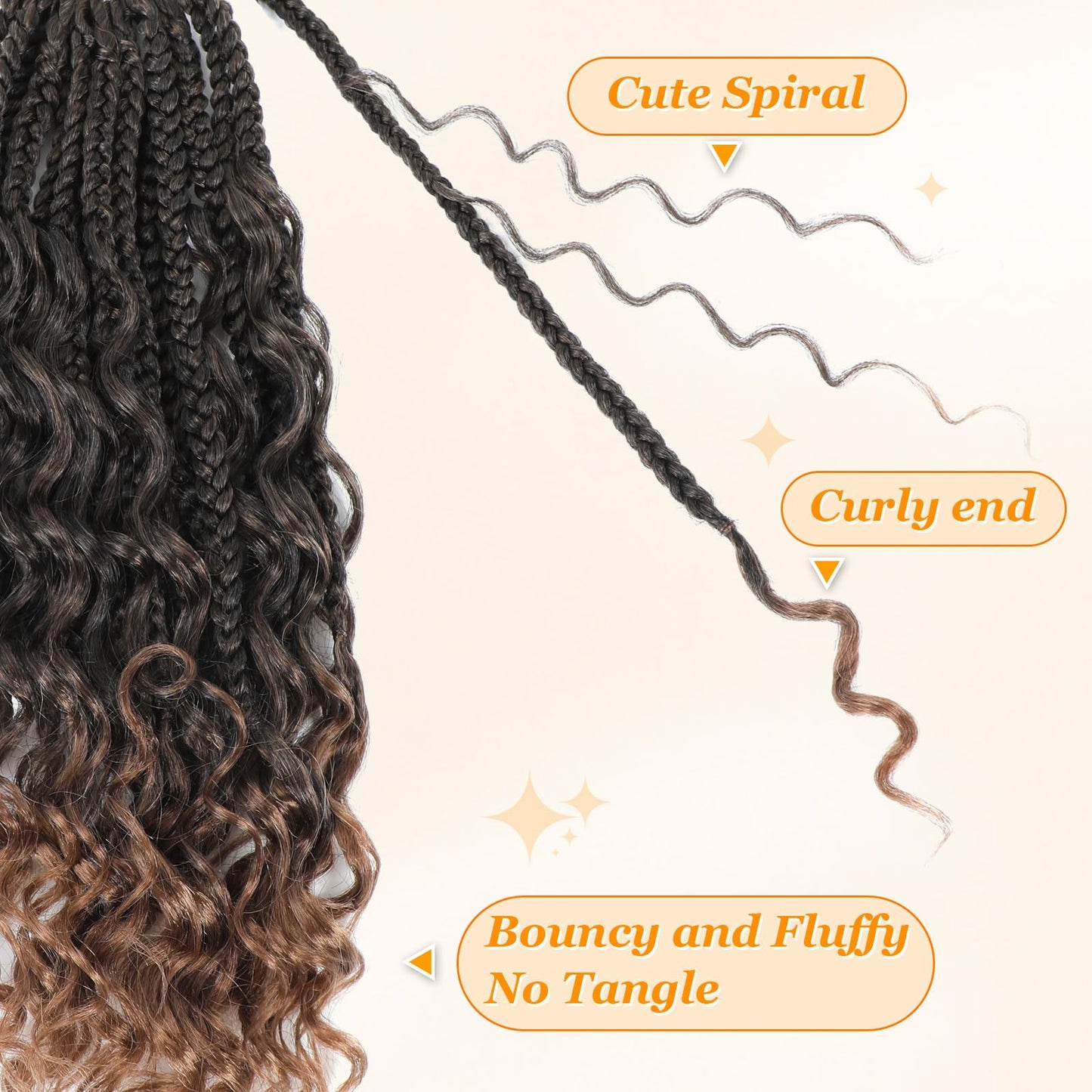 Yewell 9 Packs Goddess Box Braids Crochet Hair Boho Crochet Box-Braids With Curly Ends Crochet-Hair For Black Women, 12 Inch Pre Looped Bohemian Crochet Box-Braiding (12Inch 9 Packs,T30)