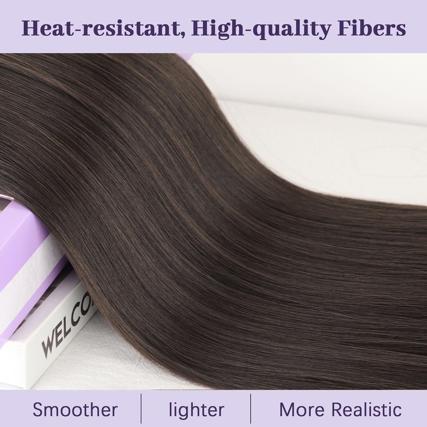 ORSUNCER Drawstring Ponytail Extension, Long Straight Pony Tails Hair Extensions Natural Soft Clip in Ponytail for Women Synthetic Hairpieces Dark Brown
