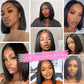Atikual V Part Wig Human Hair Straight Bob Wigs For Black Women 10Inch Brazilian Remy Hair Short Bob Human Hair Wigs Clip in U Part Wig Human Hair Natural Black