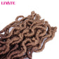 14 Inch Goddess Faux locs Crochet Hair 6 Packs/Lot Soft Gypsy Locs Wavy Crochet Braids Dreadlocks 3 Tone Curly Wavy Twist Braiding Hair Extensions African Roots Braid（#1B/30/27)