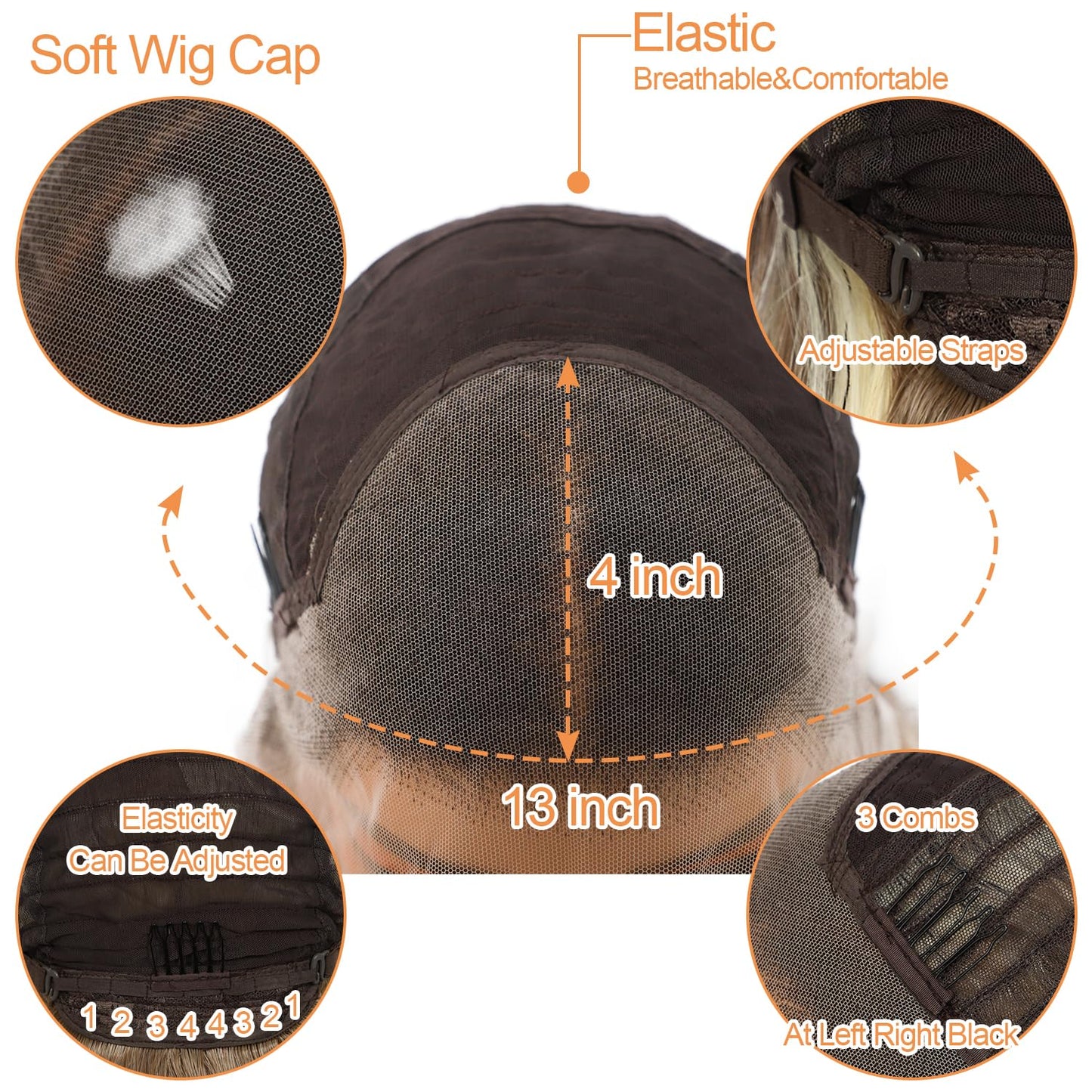 SAPPHIREWIGS 13x4 Lace front Wig Long Blonde with Brown Highlights Wavy for Women Free Part Body Wave Natural Looking Synthetic Heat Resistant Fiber Daily Party Use 26 Inch