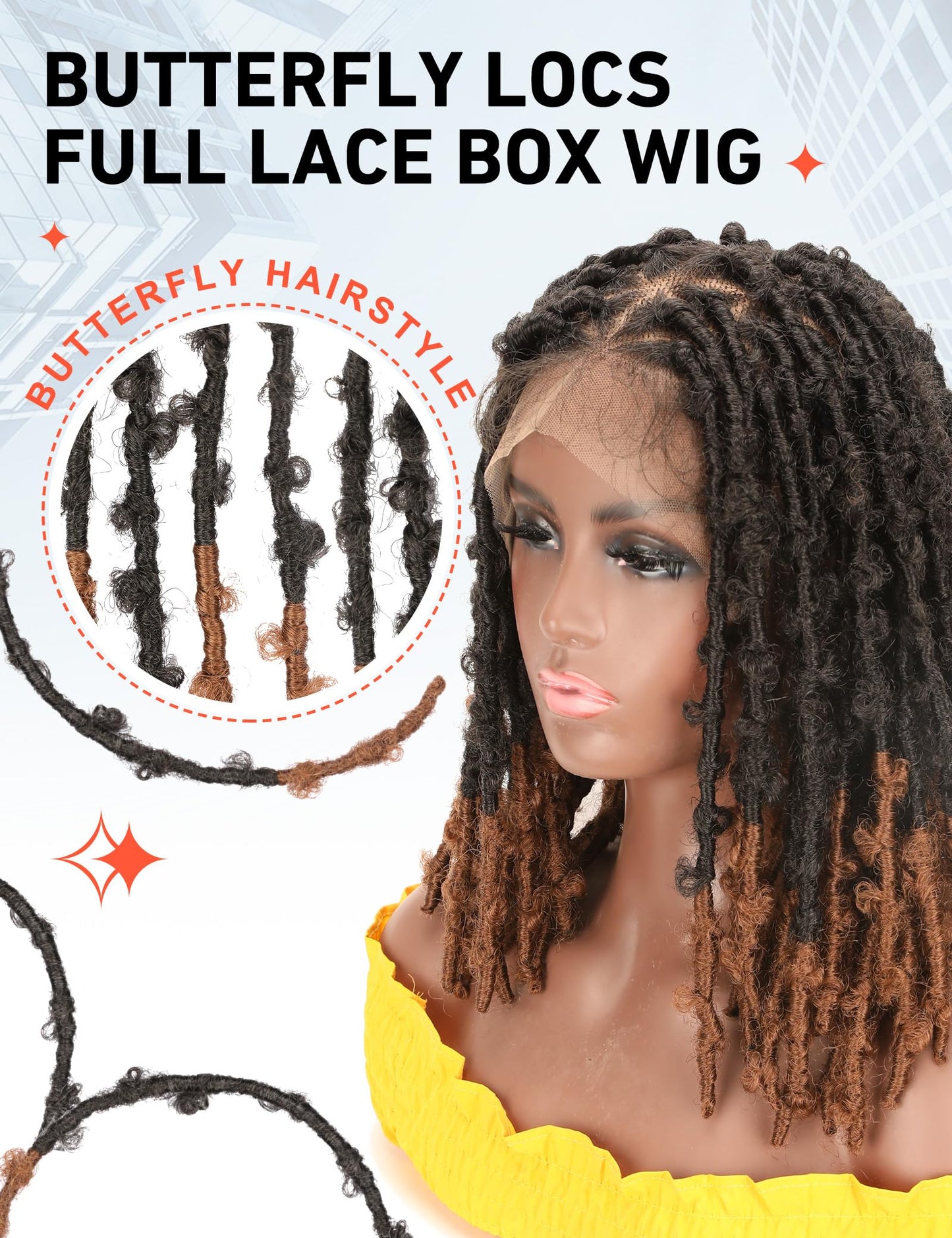 BEART Butterfly Locs Wig Braided Wigs for Black Women, 14 inch Full Lace Butterfly Locs Crochet Hair Short Braided Lace Front Wig with Baby Hair, Synthetic Box Braid Wig Faux Locs Wigs Dreadlock Wig