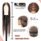 Lexqui 36" 360° HD Full Lace Braided Wigs with Boho Curly End Box Braid Wig with Baby Hair Ombre Brown Natural Triangle Knotless Braided Wigs for Women Synthetic Hair Braided Lace Front Wig