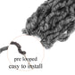 6 Packs Goddess Faux Locs Crochet Hair 14 Inch Grey Crochet Hair for Black Women, Pre looped Gypsy locs Crochet Braids Mix Silver Grey Soft Wavy Dreadlocks Hair Extensions,MGrey