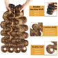 Ciracevi P4/27 Human Hair Bundles Highlight Body Wave Bundles Human Hair 15a Raw Indian Hair Body Wave Blonde 100% Bundles Hair Extensions(4 bundles 18 20 22 24)