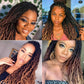 18 Inch Goddess Faux locs Crochet Hair 6 Packs/Lot Soft Gypsy Locs Wavy Crochet Braids Dreadlocks 3 Tone Curly Wavy Twist Braiding Hair Extensions African Roots Braid（#1B/30/27)