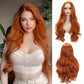 Sabosi Ginger Wig Long Wavy Wigs for Women 26 Inch Middle Part Curly Wavy Wig Natural Looking Synthetic Heat Resistant Fiber Wig for Daily Party Use