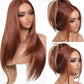 BrownBomb Cooper Blond Wear and Go Glueless Wigs Pre Plucked Pre Cut for Beginners Synthetic Lace Front Wigs For Woman With Bangs Long layered Straight 26 Inch Ginger Highlights 3 Seconds to Wear
