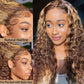 Ladoux Ombre Honey Blonde 13x6 HD Transparent Water Wave Lace Front Human Hair Wigs for Women 180% Density 4/27 Colored Highlight Curly Glueless Wigs 26Inch Pre Plucked with Baby Hair