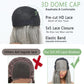 HANASCC 12" Salt and Pepper Human Hair Wigs Pre Plucked Grey Straight Short Bob Wig Pre Cut 5x5 Closure HD Transparent Gluelss Gray Lace Front Wigs for Women