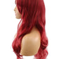 PORT&LOTUS Red Curly Wig Long Cosplay Wig With Bangs (Side Part) Wigs for Women Synthetic body Wave Wigs for White Women with Wig Cap Party Wigs for Black Women 26 inch burgundy