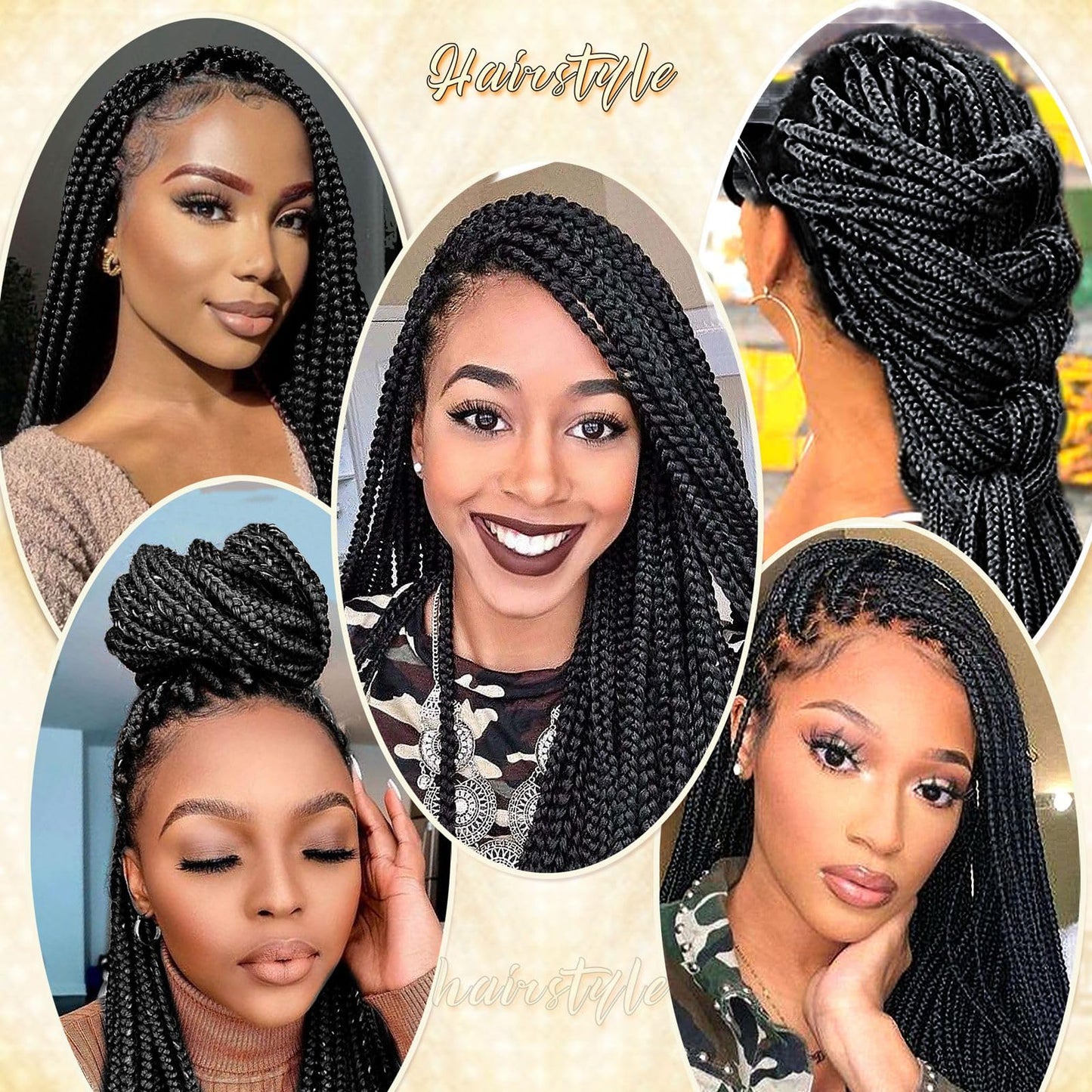 Alebery 36" Full Lace Knotless Box Braided Wigs for Black Women Twisted Braids Lace Synthetic Frontal Black Cornrow Wig with Baby Hair, Lightweight (1B)