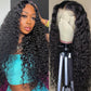 ONECHULY Water Wave Lace Front Wigs Human Hair 180% Density 13x4 HD Transparent Lace Front Wigs Pre Plucked with Baby Hair 20 Inch Brazilian Wet and Wavy Lace Front Wigs Glueless Natural Color