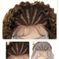 Quantum Love Braided Wig for Black Women Ombre Brown Blone Braids Cornrows Lace Curly Wigs 16 Inch Fully Lace Frontal Braided Curly Bob Synthetic Glueless Wigs