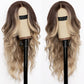 AISI HAIR Ombre Dirty Blonde Wig for Women, Long Wavy Lace Hairline Middle Part Synthetic Wig for Daily Party-26 Inch
