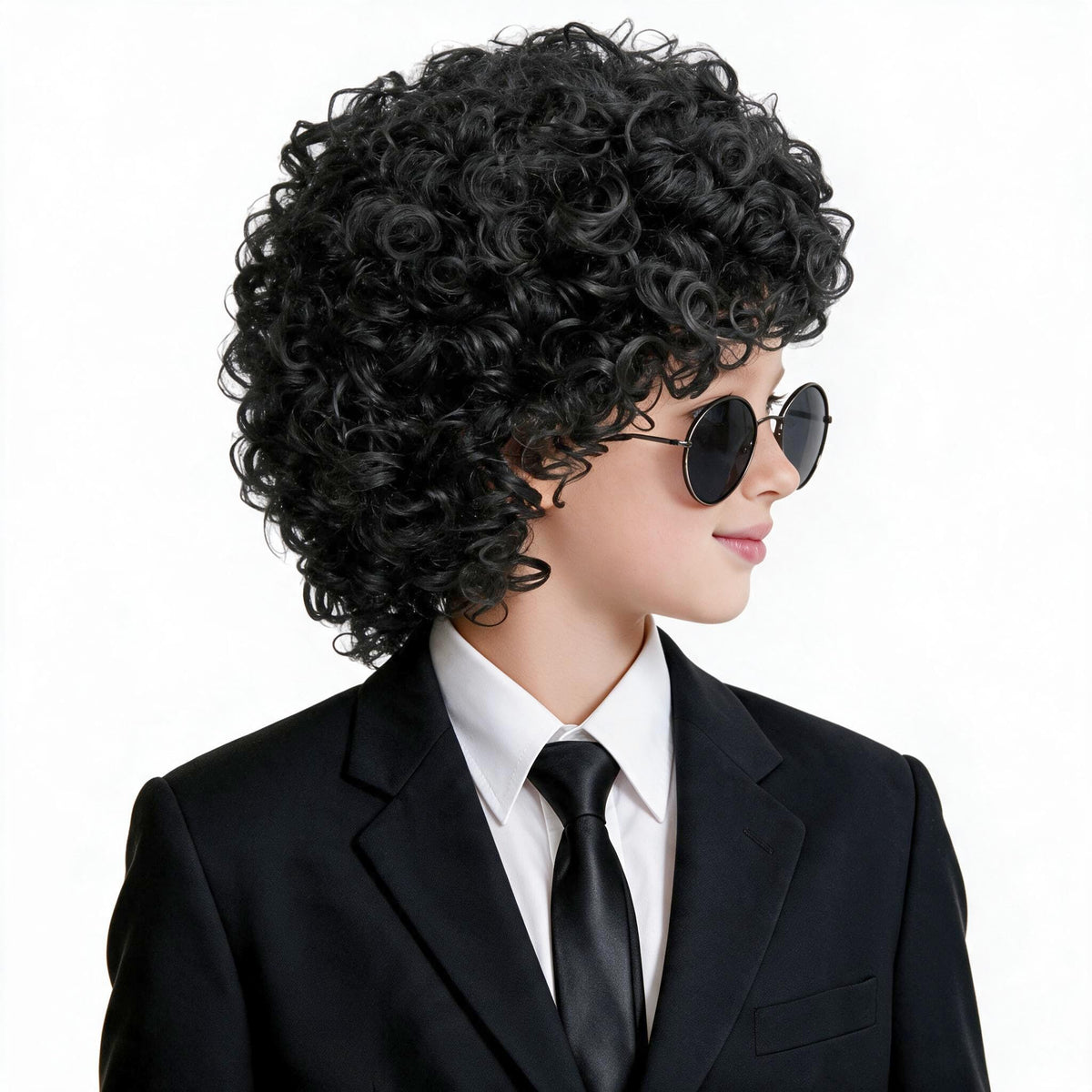 incohair Kids Wig 70s 80s Short Curly Black Wig for Girl and Boy Rock Cosplay Costume Hair Soft Breathable Synthetic Fibers Daily Fashion Party Wig Unisex