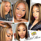 RMOARIWR Highlight 4/27 Bob Wig Human Hair 180% Density 13x4 HD Transparent Lace Front Wigs Human Hair Pre Plucked Short Bob Glueless Straight Wigs Human Hair for Women 16 Inch